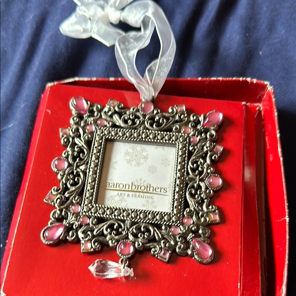 Aaron Brothers Silver and Pink Ornament Frame